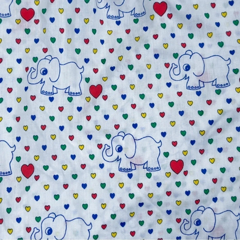 Elephant And Heart Print Toddler Bed Crib Fitted Sheet Whimsical Cutter Fabric